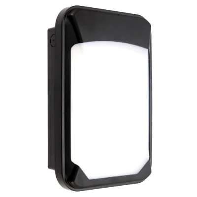 Image of Lucca Mini Black Compact Outdoor Weatherproof Security LED Robust IK08 Wall Bulkhead Light Fitting IP65 Rated Microwave Sensor Detector