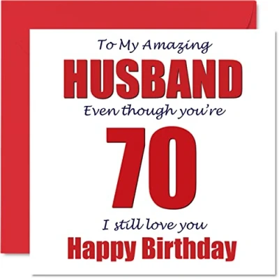 Image of Funny 70th Birthday Cards for Husband 70 I Still Love You Happy Card from Wife Partner, Seventy Seventieth Hubby Banter Gift, 145mm x Joke Humour Greeting