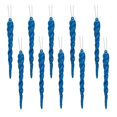 Image of Christmas Concepts® 12cm Glitter Icicle Decorations Tree Trims (ROYAL BLUE, 10)