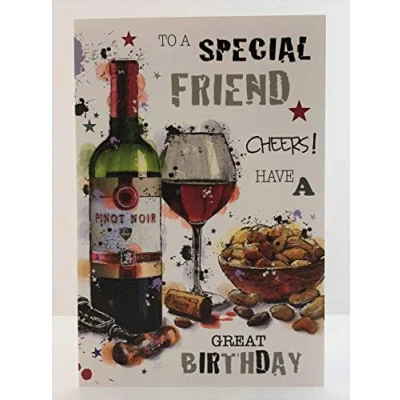 Image of Jonny Javelin Male Special Friend Cheers Have A Great Birthday Card Red Wine