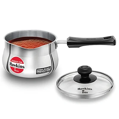 Image of HAWKINS SSTP15 Tpan Stainless Steel Saucepan Tea Pan, Silver