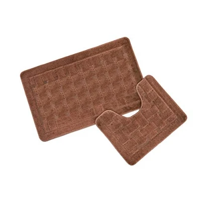 Image of Emma Barclay Orkney Crosshatch 2 Pc Bath Set in Blush Pink Mat 45x75cm/ Pedestal 45x45cm