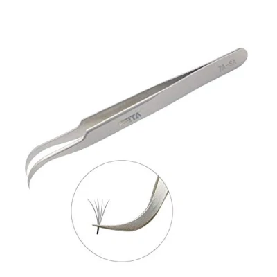 Image of Individual Eyelash Tweezers FEITA Professional Stainless Steel Curved Tweezer Precision for 3D Volume Extension (1 Pc)