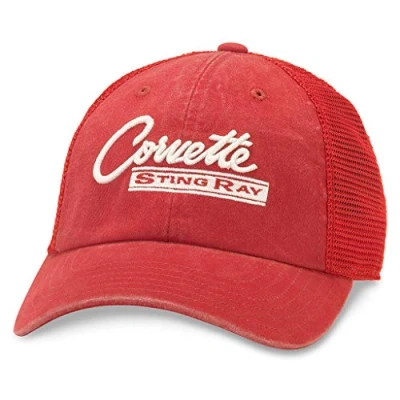Image of American Needle Corvette Mens Raglan Bones Snapback Hat, O/S, Red
