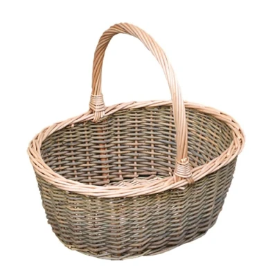 Image of Red Hamper S053/HOME Wicker Small Green Willow Hollander Shopping Basket