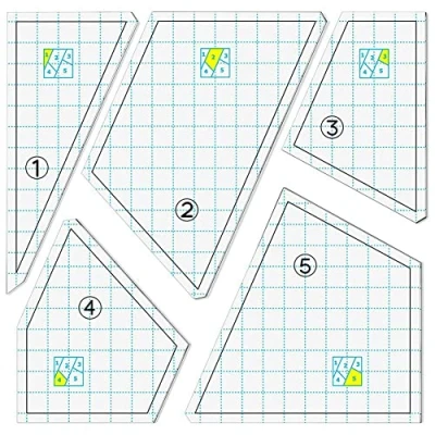 Image of Pvczool 5 Pieces Quilting Template Set Sewing Machine Ruler DIY Hand Patchwork Quilt Templates Square