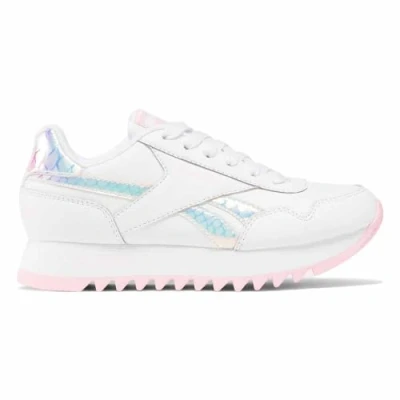 Image of Reebok Royal CL Jog Platform Sneaker, FTWWHT/PNKGLW/PORPNK, 11.5 UK Child