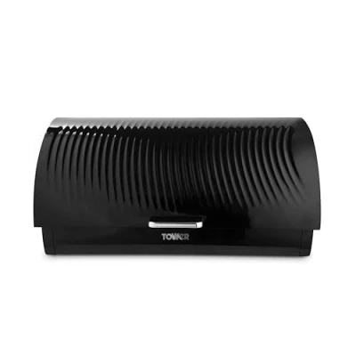 Image of Tower T826219BLK Sonar Bread Bin, Roll Top Design, 16L Capacity, Black