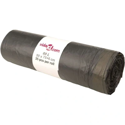 Image of vidaXL Bin Bags with Drawstrings 250 pcs Black 60 L