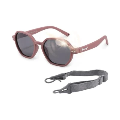 Image of Maesy Baby Sunglasses Yana 1 3 Years Flexible Bendable Adjustable Elastic Band Polarised UV400 Protection Boys and Girls Hexagon (Purple)