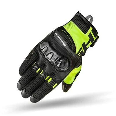 Image of SHIMA X BREEZE 2 Motorbike Gloves Men Leather Summer Biker Armoured Protectors Motorcycle Perforated Ventilated Reinforced Motorsport Glove Street Motorbikes (Mens, Fluo, M)
