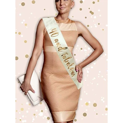 Image of Alandra Birthdays RGS 40 40th Cream &amp; Rose Gold Metallic Birthday Sash, One Size