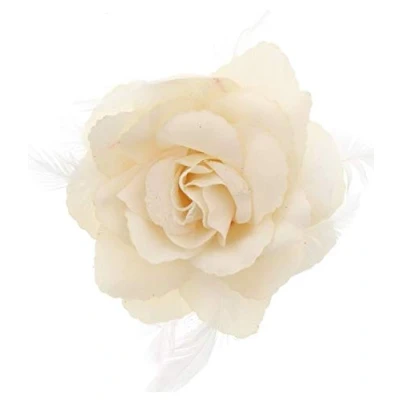 Image of Zac&#039;s Alter Ego Glitter Hair Rose with Feathers on Clip &amp; Elastic Piece or Corsage