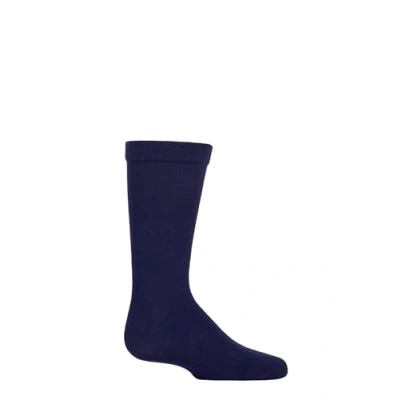 Image of 1 Pair Navy Plain Bamboo Socks with Comfort Cuff and Smooth Toe Seams Kids Unisex 9 12 (4 7 Years) SOCKSHOP