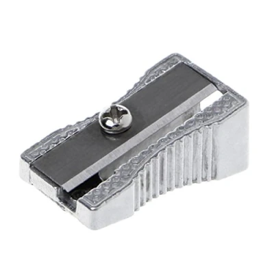 Image of Single Hole Pencil Sharpener Metal Bevelled Stationery School Office Supplies