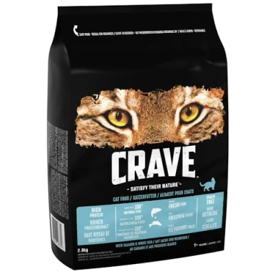 Image of Crave Dry Cat Food High Protein and Grain Free with Salmon WhiteFish, 2, 8 kg (Pack of 3)