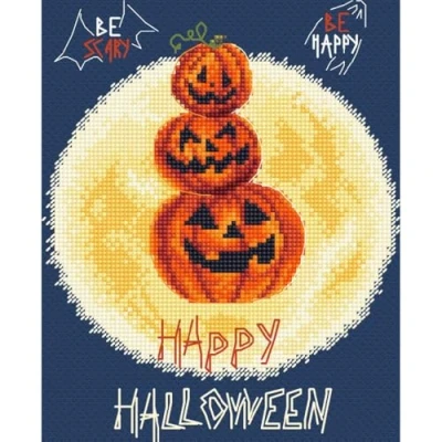 Image of Letistitch Counted Cross Stitch Kit Pumpkin Party 16x13cm