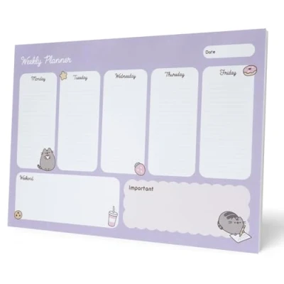 Image of Grupo Erik Pusheen Weekly Planner A4 Calendar Family 54 Tear Off Pages Desk Organiser Gifts To Do List Cat