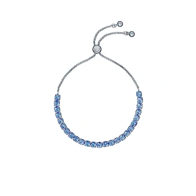 Image of Ted Baker Melrah Icon Crystal Adjustable Tennis Bracelet For Women (Silver/Light Sapphire Crystal)