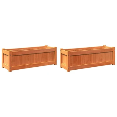 Image of vidaXL Garden Planters 2 pcs Wax Brown Solid Wood Pine