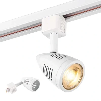 Image of Bullett Multi Directional Bullet Design Gloss White Finish Mains Track GU10 LED Compatible Adjustable Spotlight Head Lighting