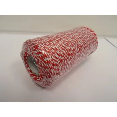 Image of 1 roll x 100 metres 2mm Bakers Twine Cord Rope String Thread White and Red Stripe Butchers 2 mm