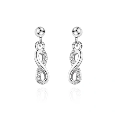 Image of Allgut Infinity Stud Earrings Womens 925 Sterling Silver Cubic Zirconia Drop Ear Studs for Girls Women