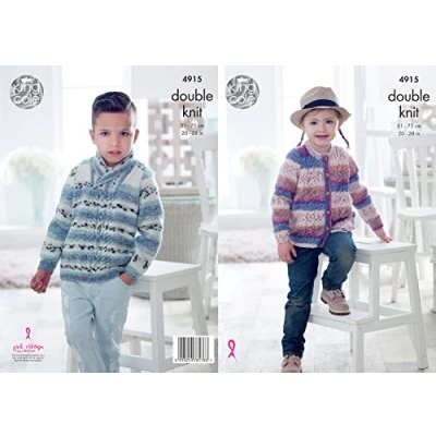 Image of King Cole Childrens Double Knitting Pattern Boys Girls Cable Knit Sweater &amp; Cardigan (4915)