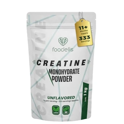 Image of Pure Creatine Monohydrate Powder 1 Kg Unflavoured Micronised 333 Servings 11 Months + Supply Pre Workout or Post Recovery Muscle Growth Supplements Gym for Men &amp; Women Vegan Scoop Included