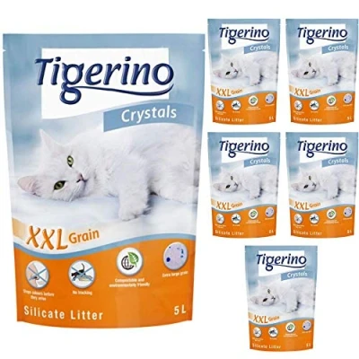 Image of Tigerino Crystals Silicate XXL Grain Cat Litter 30L An Unscented Antibacterial Disposable And Hypoallergenic Hygiene