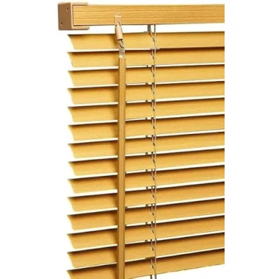 Image of Home In Style Wood Grain Effect Easy Fit Blinds Teak Color Window Venetian Blind Home,Office, Kitchen Furnishing Curtain All Multiple Sizes Shutter Curtains (Teak Effect, 90 x 150 cm)