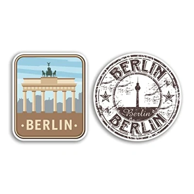 Image of 2 x 10cm Tall Berlin Vinyl Stickers Germany Landmark City German Travel Gift #78530