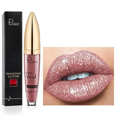 Image of 18 Color Diamond Glitter Lipgloss Lipstick Shiny Matte Liquid Lipstick, Lip Gloss Long Lasting Non Stick Cup Lipsticks Natural Smooth Comfortable (07)