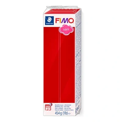 Image of STAEDTLER 8021 2 FIMO Soft Oven Hardening Polymer Modelling Clay Christmas Red (1 x 454g Block)
