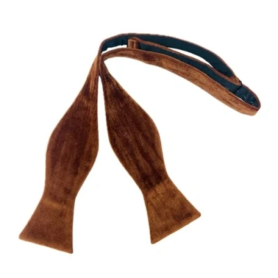 Image of King &amp; Priory Luxury Bronze Textured Velvet Self Tie Bow Tie, Brown