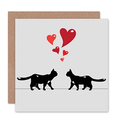 Image of Wee Blue Coo Two Cats In Love Valentines/Anniversary/Birthday Card CS285