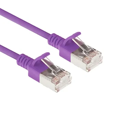 Image of ACT CAT6a Network Cable, U/FTP LSZH LAN Cable Thin 3.8 mm Slimline, Flexible Snagless CAT 6a with RJ45 Plug, for Use in Data Centres, 0.15 Metres, Purple DC7330