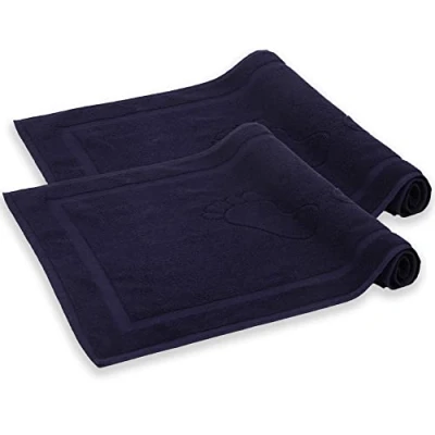 Image of Komfortec Bath Mat Set, 2 Pieces, Terry Cloth Shower Mat, Washable &amp; 800 g/m² 100% Cotton, Absorbent Quick Drying, 50 x 80 cm, Anthracite Grey
