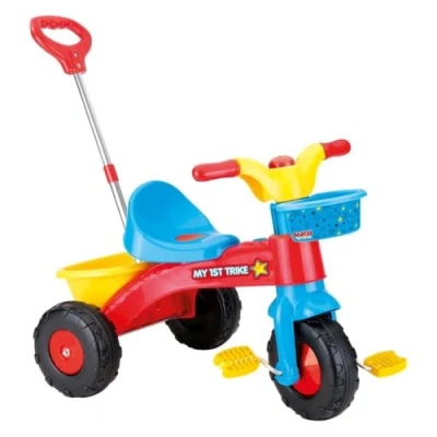 Image of Dolu My First Trike with Adjustable Parent Handle, Kids Ride On Multicolored, Pedal Operated Baskets for Toys Ideal Children Ages 36 Months and Up