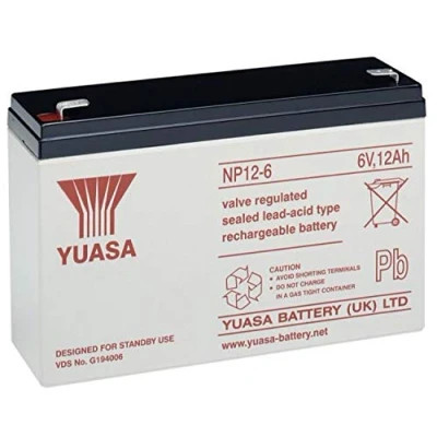 Image of Yuasa NP12 6 Lead Acid Rechargeable Battery 12Ah 6v