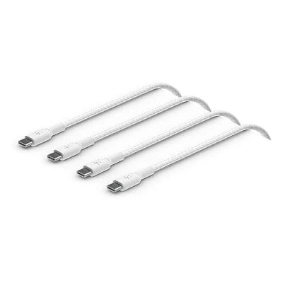 Image of Belkin BoostCharge braided USB C to fast charger cable, type cable charging for iPhone 16, 15, Samsung Galaxy S24, S23, Pixel, iPad, MacBook, Nintendo and more 2m, 2pack, White
