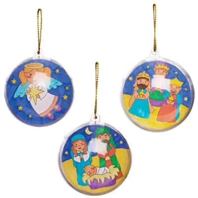 Image of Baker Ross AT144 Nativity Colour in Bauble Kits, Christmas Arts and Crafts (Pack of 8), Assorted