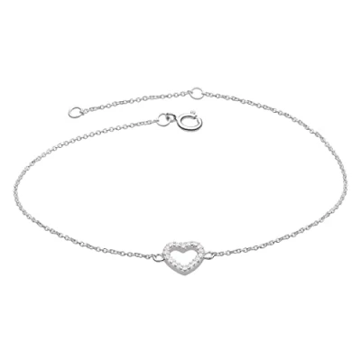 Image of Dew Sterling Silver and Cubic Zicronia Open Heart Bracelet, 7.5&quot;