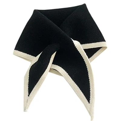 Image of Max Tonsen Triangle Scarfs For Women Neck Scarf Cross Korean Version Knitted Wool Collar Scarf,Mini Scarf,Black