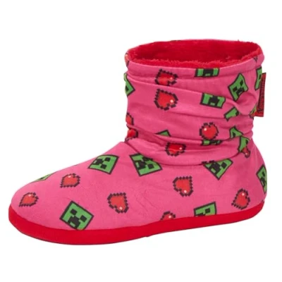 Image of Minecraft Girls Slipper Boots Pink 10 UK Child