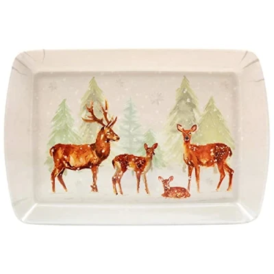 Image of Forest Family Woodland Deer Scene Idea Melamine Tray 23 x 16 2cm