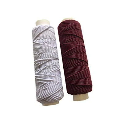 Image of Shirring Shearing Elastic Thread, 20 Meter Each Colour Per Spool, Pack of 2 X 20m Spools, Sewing, Haberdashery, Craft, Smocking, Gathering, (White &amp; Wine), 30 Colours Available