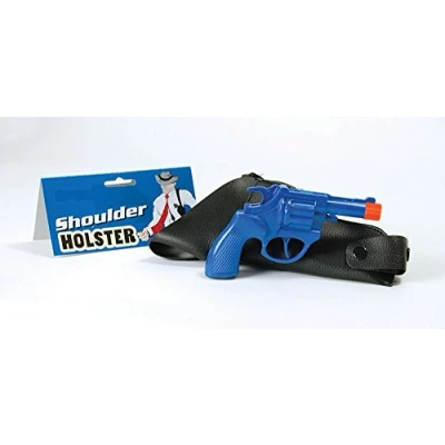 Image of Bristol Novelty BA312 Gangster Shoulder Holster and Gun, Unisex Adult, Blue, One Size