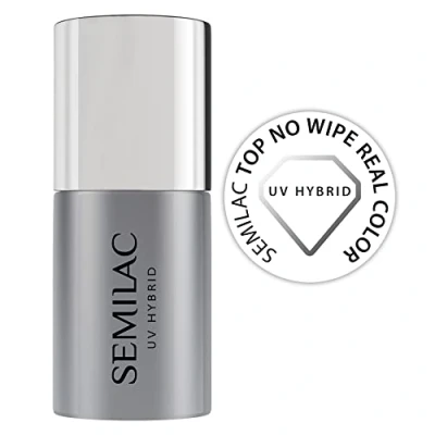 Image of Semilac No Wipe Top Coat UV LED Soak Off Gel Nail for Colour Protection With Transparent Gloss Finish Easy to Apply, Crack Resistant &amp; Quick Drying 7ml