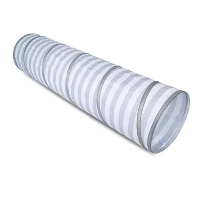 Image of Relsy Grey Striped Pop Up Tunnel For Kids, Toddlers, Pets 180cm x 45cm Toddler Play Tunnel, &amp; White Stripe Baby Toy Tent Accessory